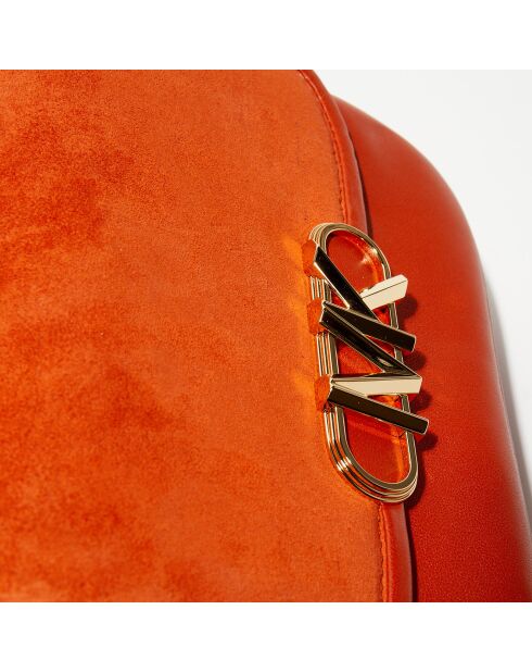 Sac porté épaule en Cuir & Daim Parker orange - 23x19x6 cm